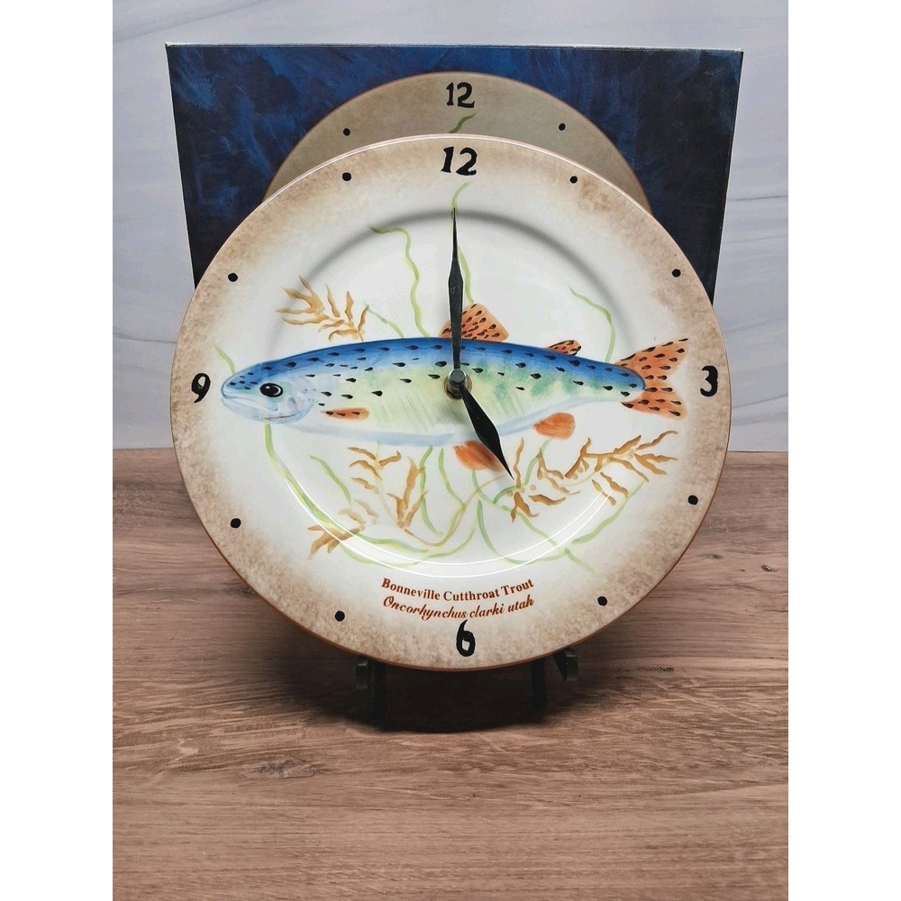 American Atelier At Home Vintage Bonneville Cutthroat Trout Plate CLOCK 10-3/4 "